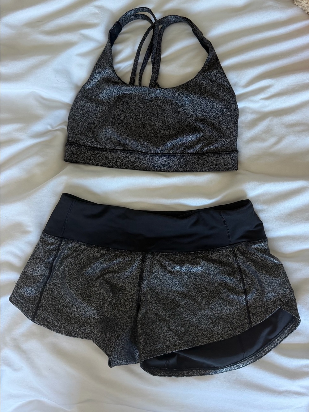 Sports Bra & Shorts Set, sparkle gray